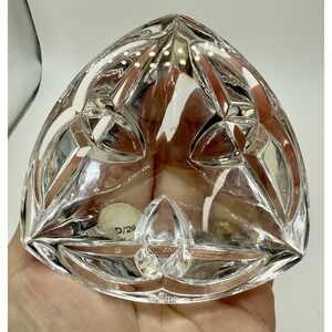 WATERFORD Solid Clear Crystal Trinity Knot Paperweight Decor Signed Rare